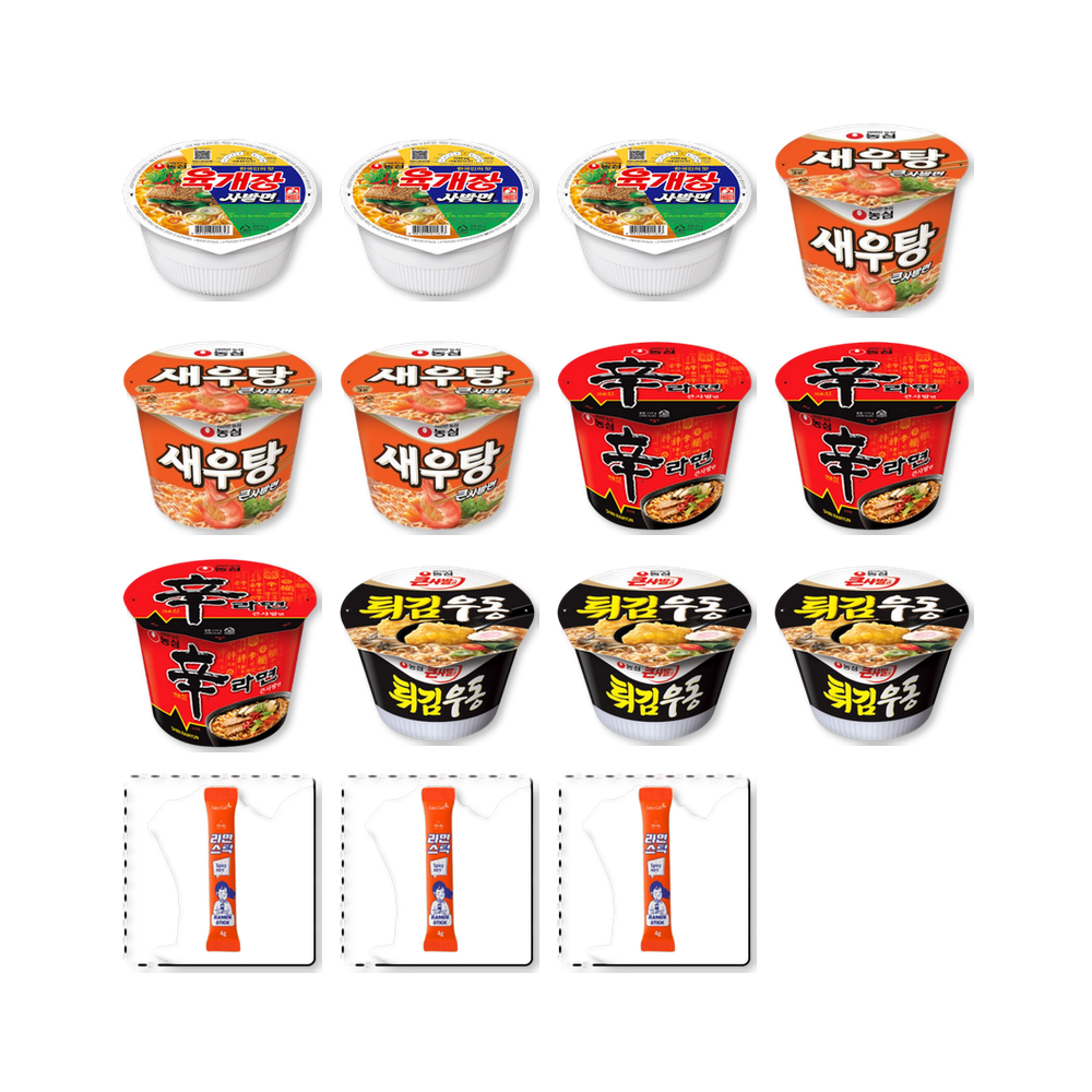 컵라면 큰컵라면 세트 육개장3개 신3개 튀김우동3개 새우탕3개 라면스틱3개 20,630원