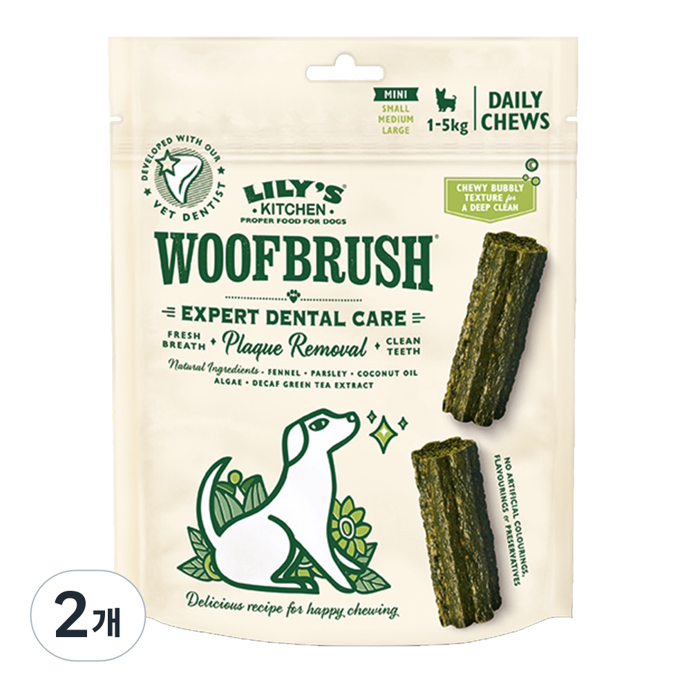 LK 릴리스키친 우프브러쉬 미니 강아지 비건 덴탈껌, 2개, 130g, 구강청결 30,000원