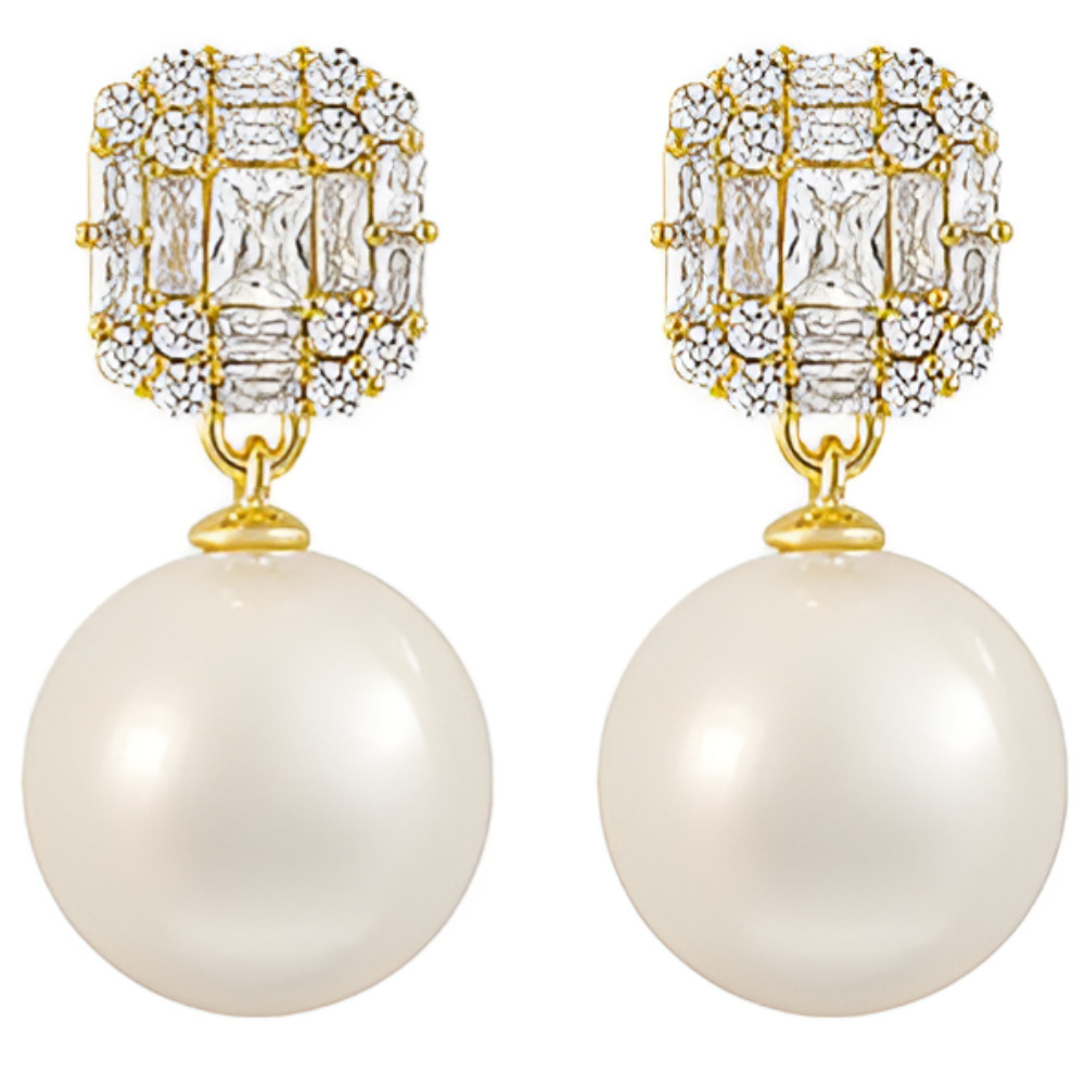 케이지비 큐빅 진주 귀걸이 여성 우아한 트렌디 이어링 13,500원