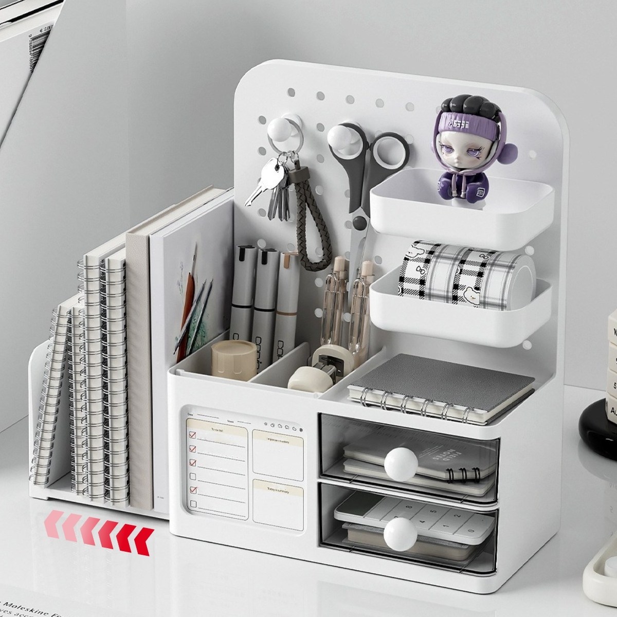 책상 책꽂이 정리함 올인원 서랍 연필꽂이 책꽂이 데스크 오거나이저, 화이트, 1개 14,500원