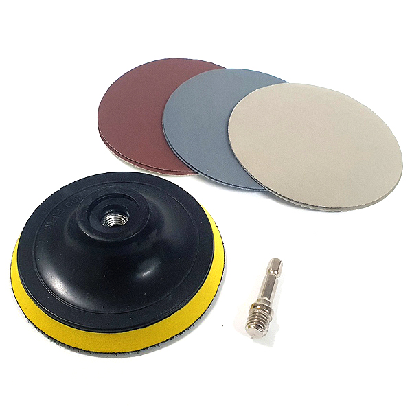 자동차 기스제거 차량관리 광택 전용 사포세트 8장 연결패드1개 연결대1개 원형사포 100mm 7,000원