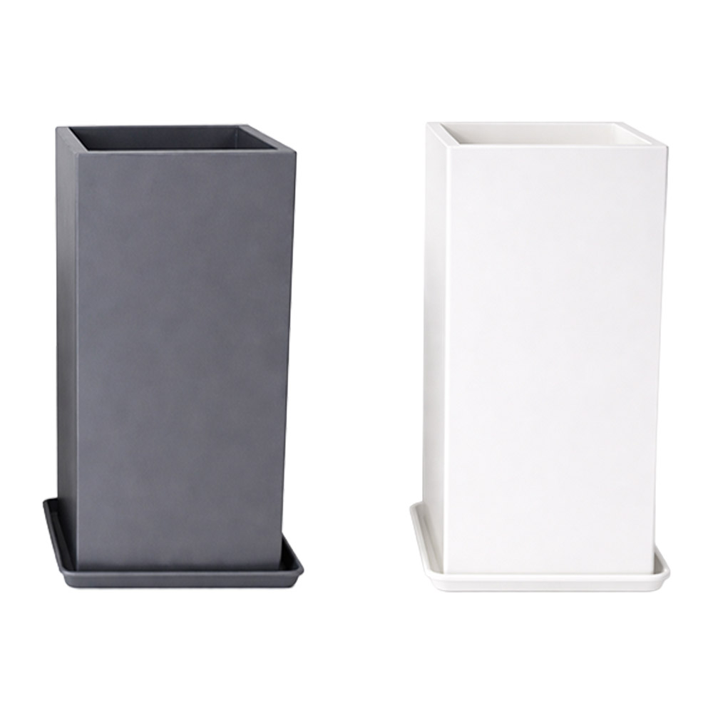 모던레시피 높은 사각 기둥 플라스틱 화분 받침 세트 / 모던 인테리어 감성 화분, 1개, 화이트, 현재가 19,900원