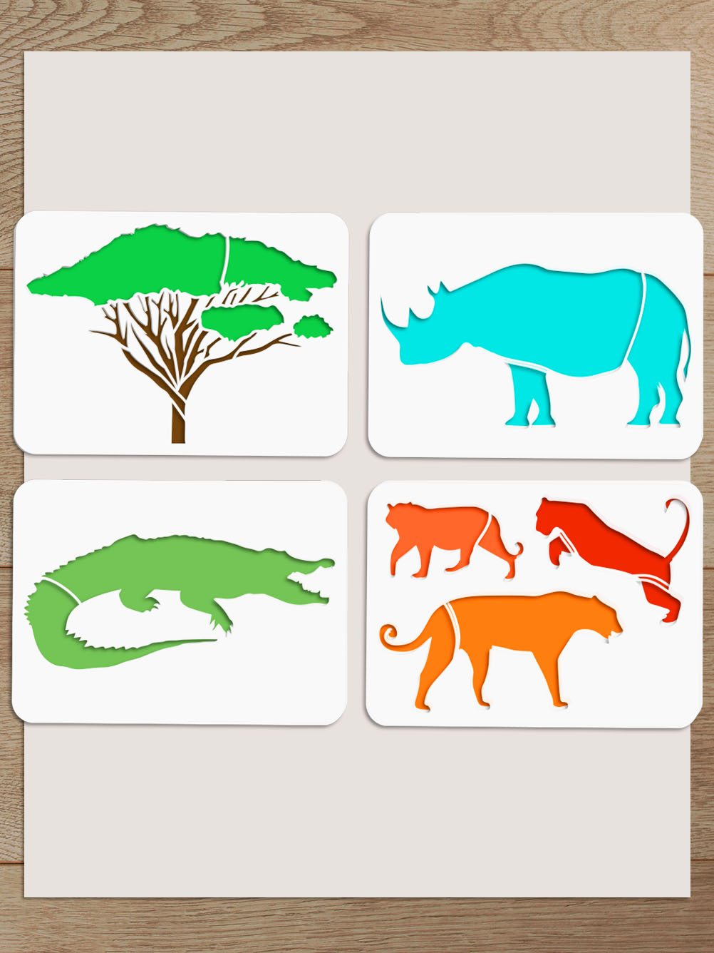 PET 스텐실 템플릿 세트 다양한 패턴 디자인 셀프 앨범 사진 벽화 드로잉 297x210mm, 동물2 8,020원