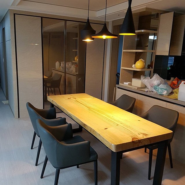 [뉴송우드슬랩]스타벅스테이블 V다리 원목식탁 4인 6인 카페테이블, 브라운 698,000원