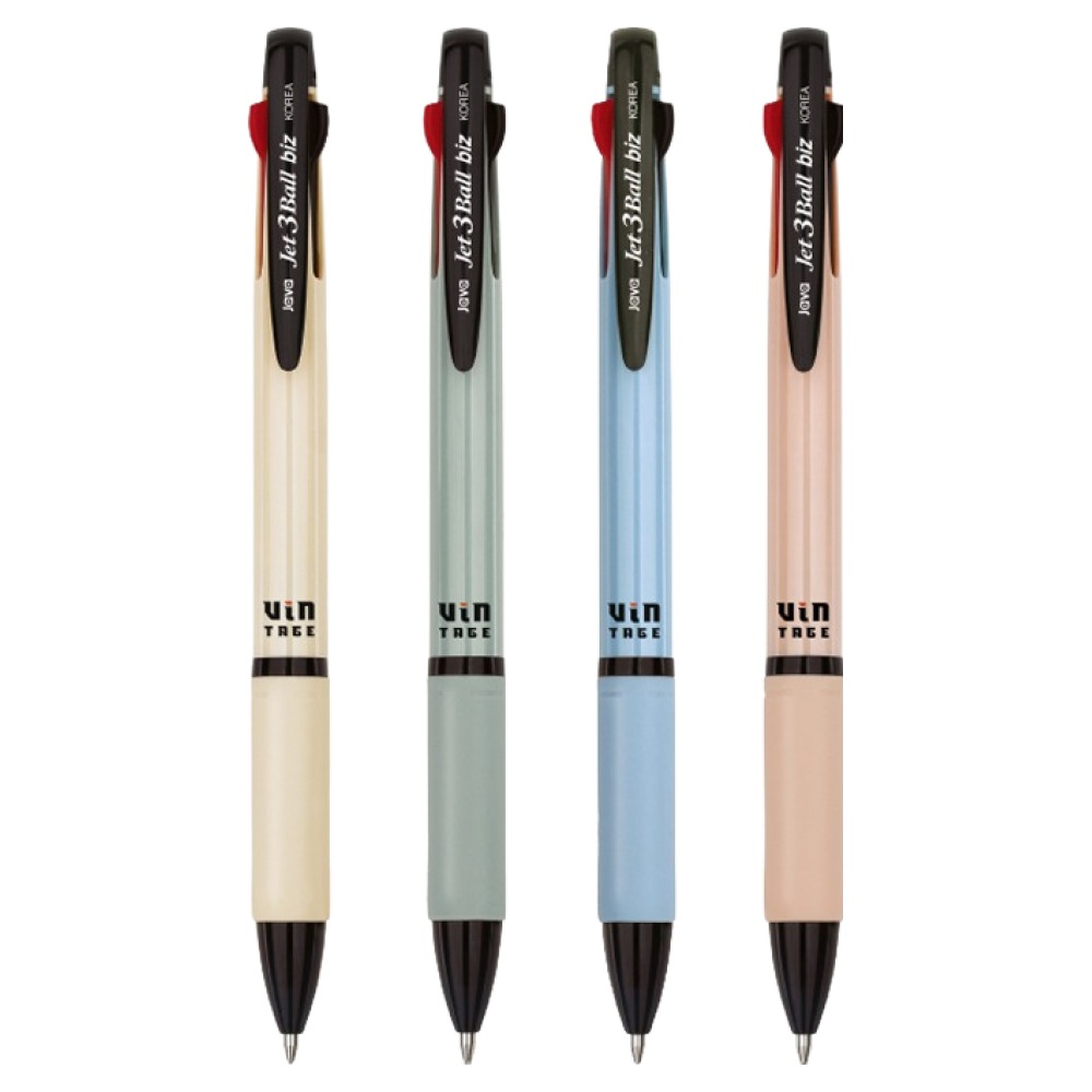 자바펜 제트 3볼 biz 빈티지 펜 4종 세트 0.7mm, BLUE, YELLOW, OLIVE, PEACH, 1세트 6,400원
