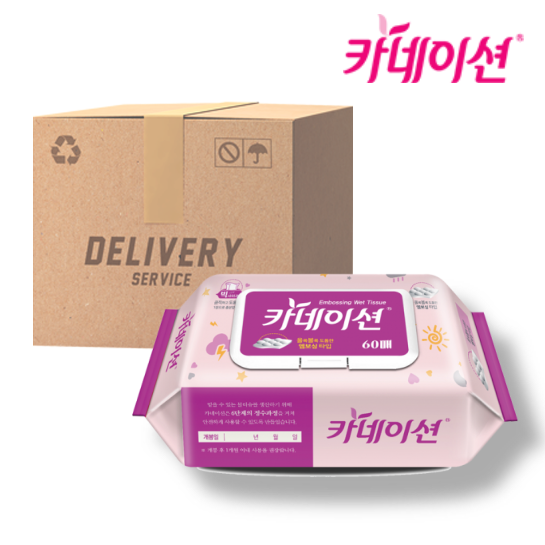 카네이션 엠보싱 물티슈 캡형 60매 6팩 (보라) 16,800원
