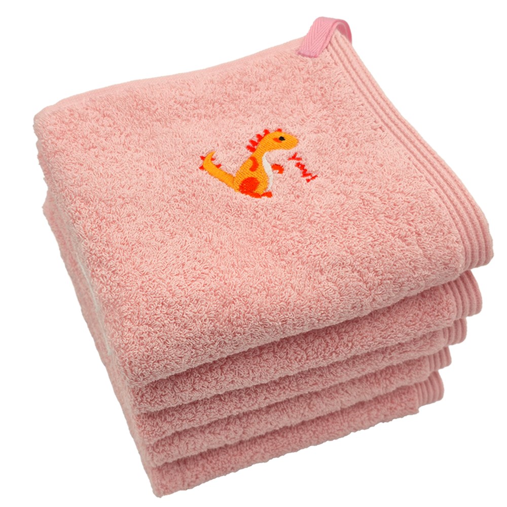 송월 어린이집 핸드타올 공룡자수 고리수건 5매, 핑크, 5개 17,000원