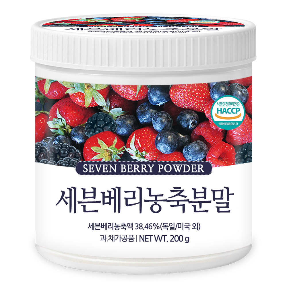 푸른들판 7가지 세븐베리 농축 분말 가루 블랙베리 블랙커런트 블루베리 아사이베리 라즈베리 크랜베리 딸기 파우더, 200g, 1개 16,600원
