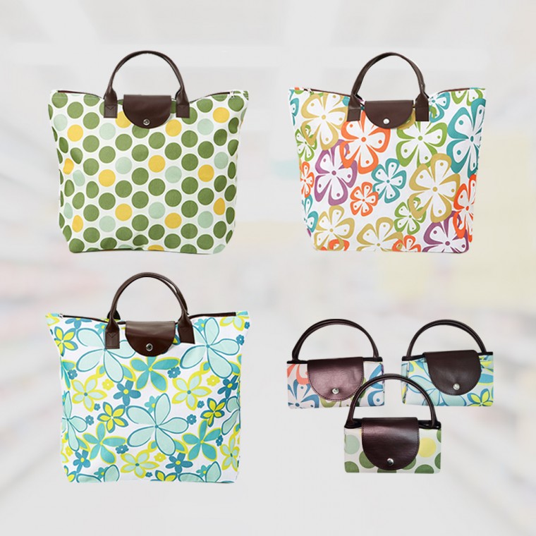 큰손할인 패턴장바구니 에코백 도트 패턴 포켓 장바구니 시장가방 경량 휴대용 플라워 쇼핑백 접이식 3,610원