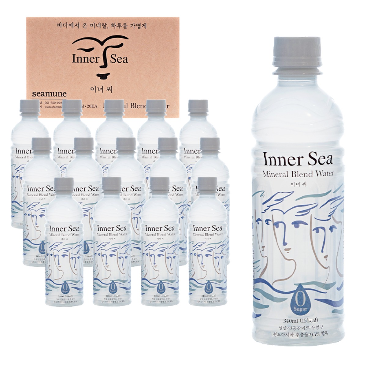 이너 씨 Inner Sea 바다 미네랄 수분 충전, 달지 않은 제로 이온음료, 세 얼굴의 바다 edition, 20개, 340ml 36,000원