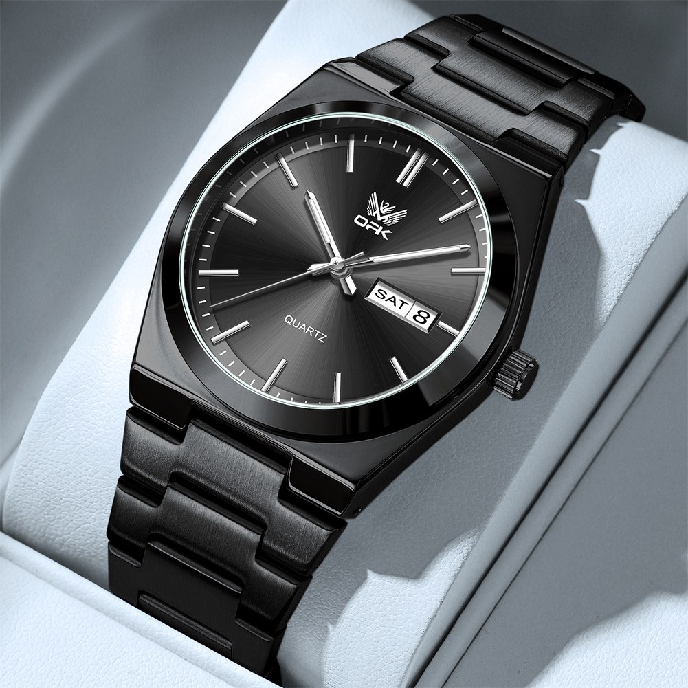 OPK 남자손목시계 정품 쿼츠 럭셔리 명품 일력 요일 워터프루프 야광 메탈시계, 현재가 32,100원