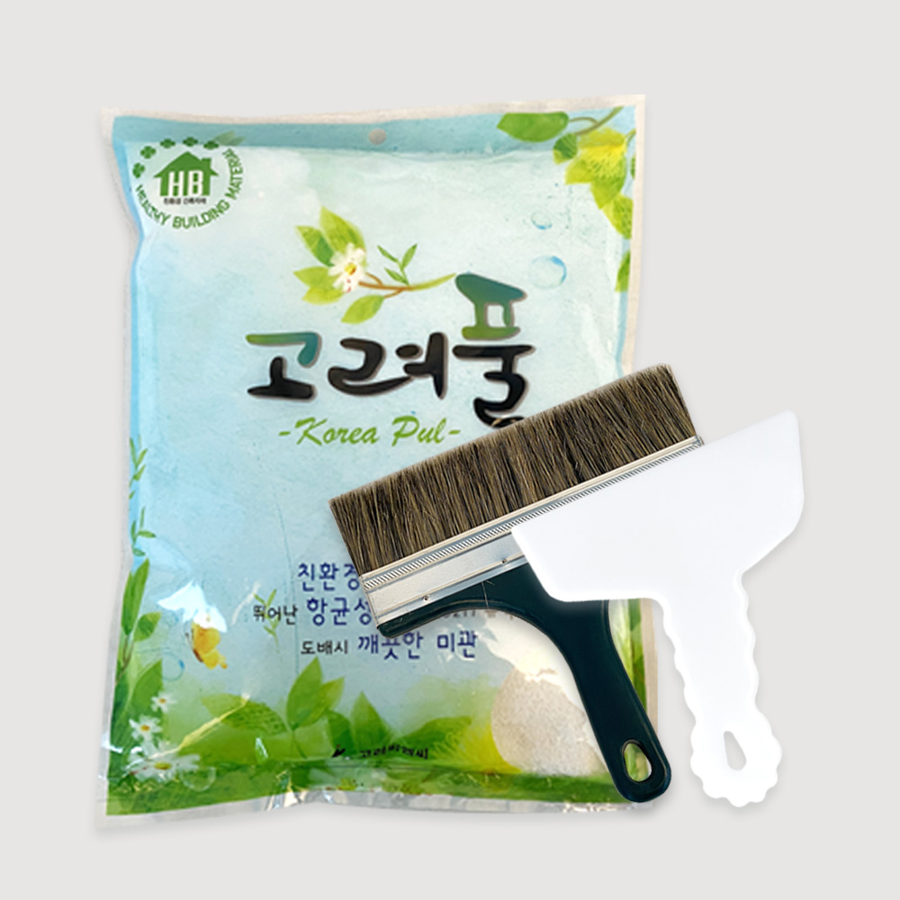 10평 도배풀 세트(일반가루풀+일반풀솔+플라스틱헤라) 도배용품 도배솔 도배풀 밀가루풀 벽지도배풀 10,700원