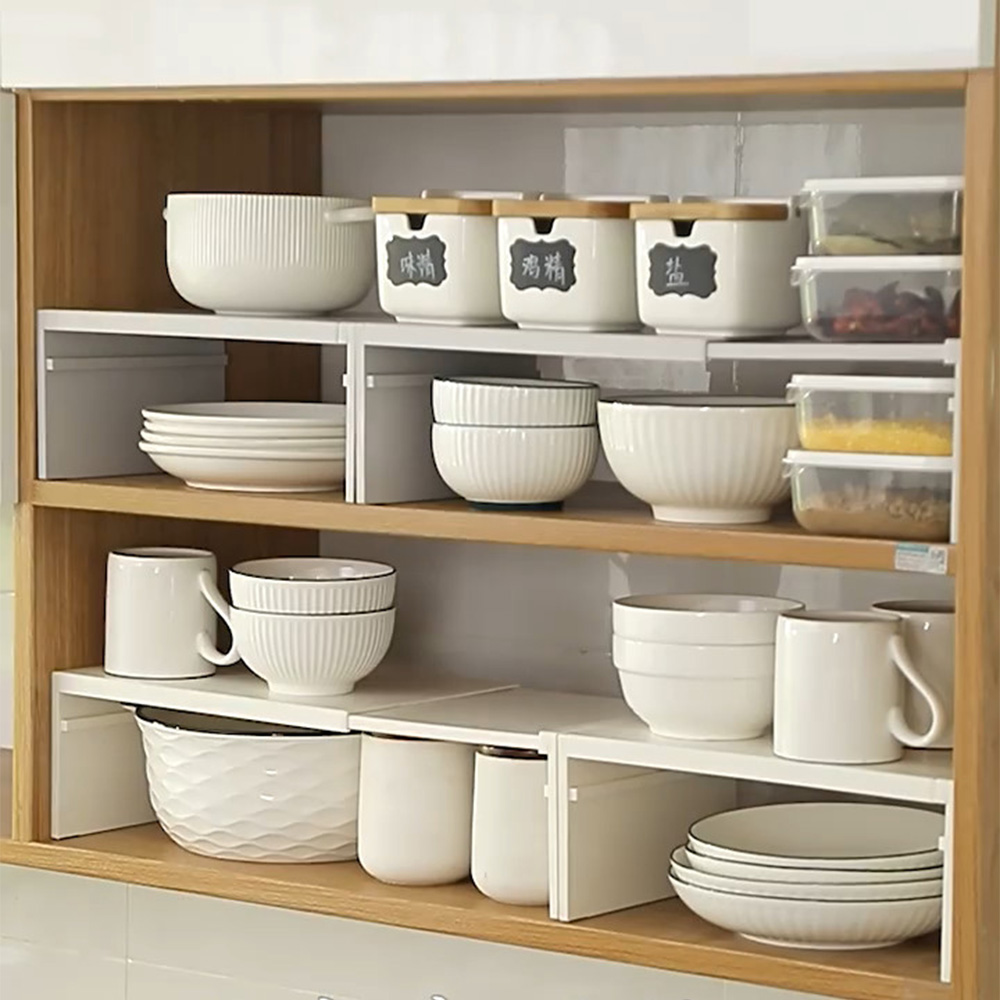 홈비 딱맞게 넓이조절 상부장 그릇 접시 정리대 선반, 화이트, 1개 14,900원