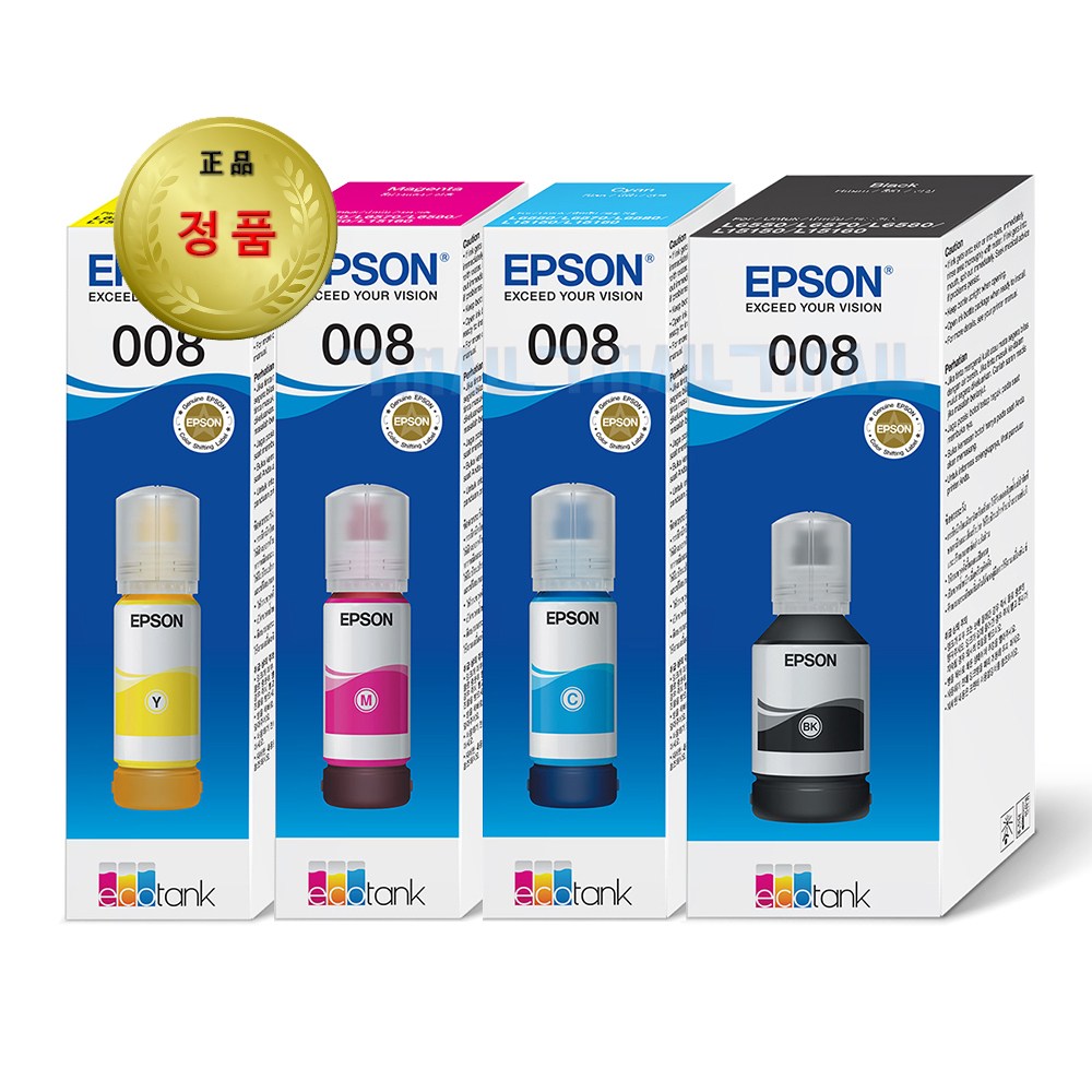 엡손 정품잉크 T06G100 T06G200 T06G300 T06G400 L6460 L6490 L6550 L6570 L11160 L15150 L15160, 검정,청록,진홍,노랑, 1세트 84,010원