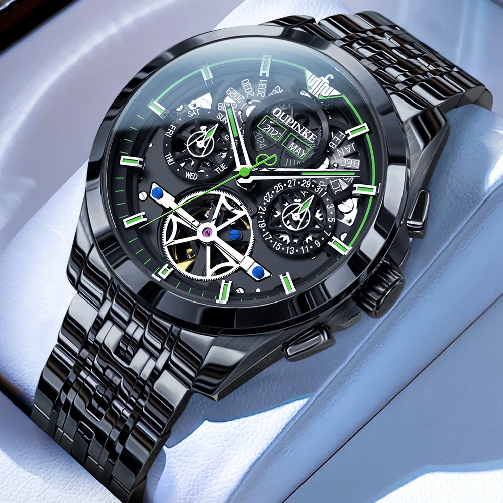 OUPINKE 남성 시계 정품 패션 자동 기계식 오토매틱 럭셔리 명품 다기능 워터프루프 야광 메탈 남성시계 376,000원