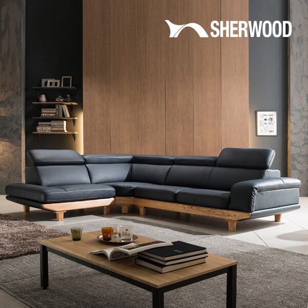 [쉐우드가구] [쿠션증정] 어반 6인용 카우치 코너형 천연통가죽 기능성 소파 3,574,000원