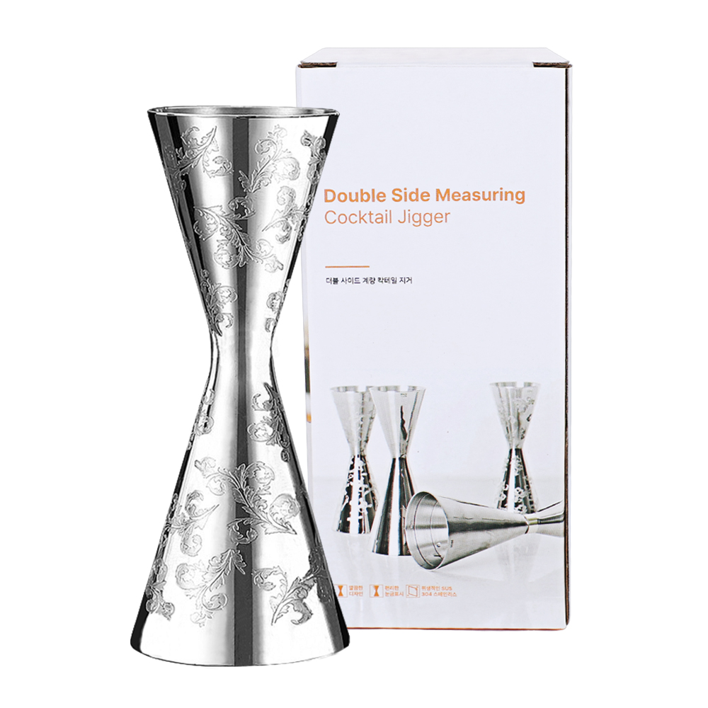 칼딘 홈텐딩 눈금형 더블 사이드 계량 칵테일 지거 30ml 60ml, 실버리프, 1개 15,200원