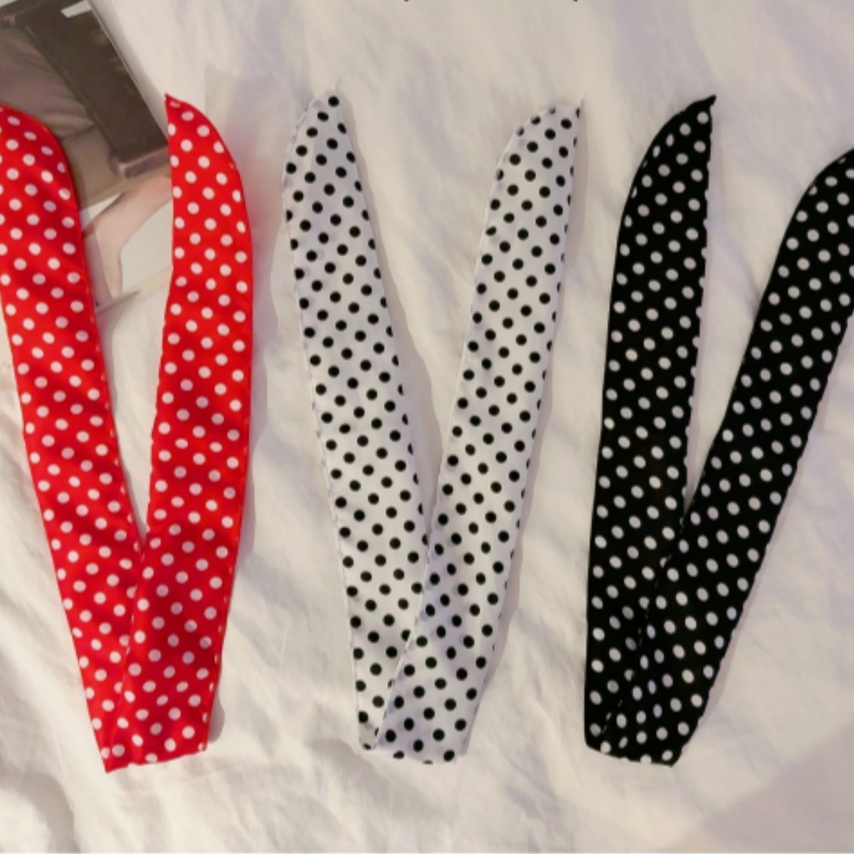 복고 행사 땡땡이 철사 헤어밴드 와이어 스카프 3종 8,200원