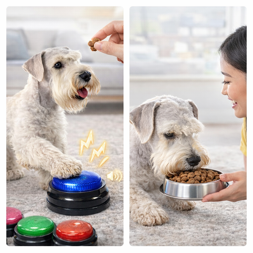 (1+1+1) 강아지 훈련용 녹음 버튼 3개세트 말하는 간식벨 LED의사소통 훈련벨 반복녹음 반려견 장난감 10,900원