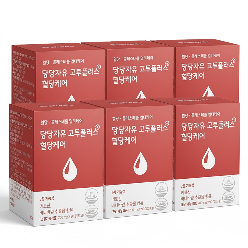 당당자유 고투플러스 혈당케어 90정 x 6박스(6개월분) 키토산 바나바잎추출물 혈당조정 콜레스테롤, 90정, 6개 179,000원