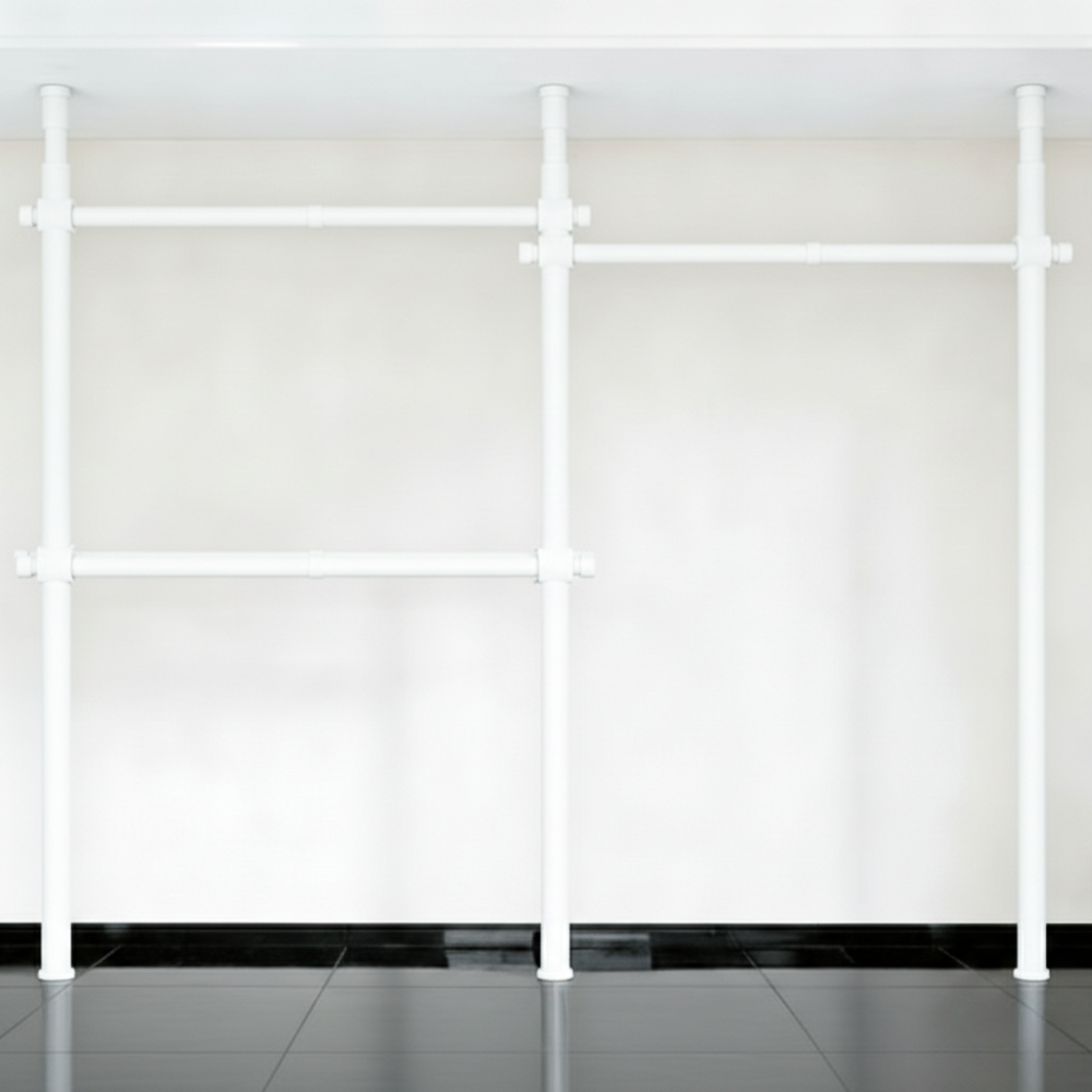 32파이 와이드 3단 행거 고강도 스틸 파이프 설치형 튼튼한 시스템 행거 42,900원