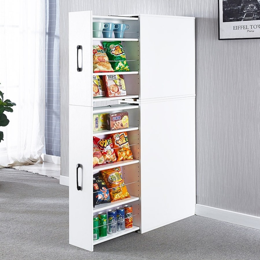 모던럭스 슬라이딩 틈새수납장, 화이트900 103,660원