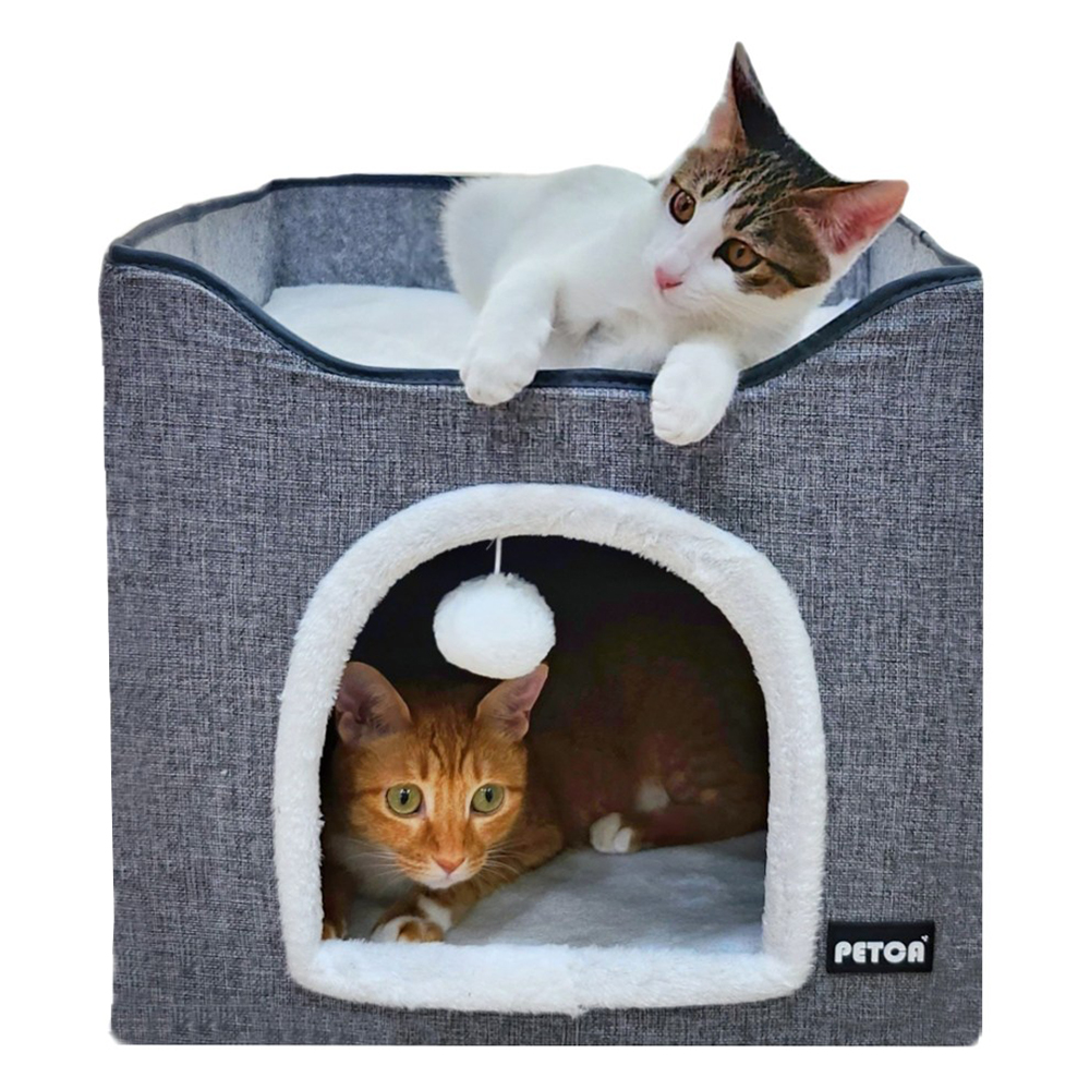 펫카 고양이 2층 쿠션 숨숨집 하우스, 그레이, 1개 22,500원
