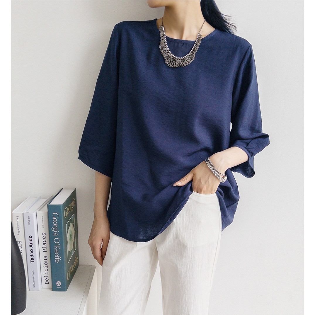 [당일출고] 시원하고 쾌적한 인견소재로 만든 여성 반팔 7부 소매 여름 블라우스 9,900원