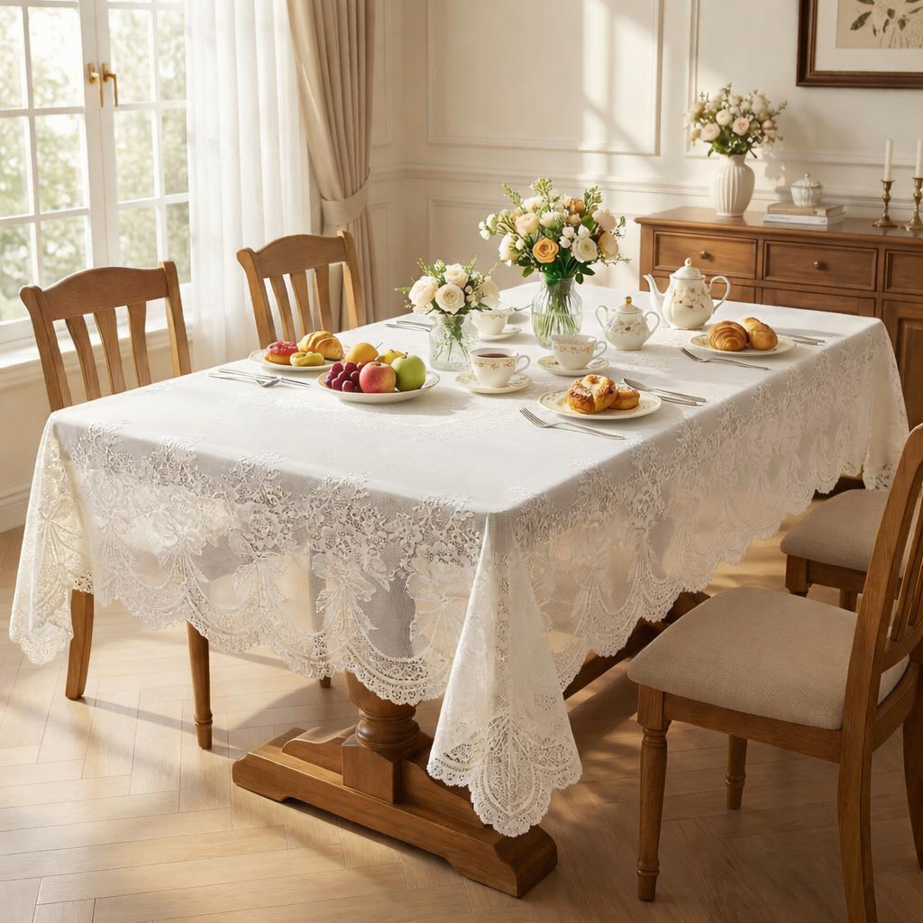 몽글리빙 레이스 방수 테이블보 식탁보 (4인용, 6인용), 아이보리, 1개 13,900원