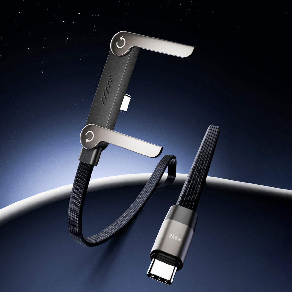 YAPOGI 240W 고속충전 접이식 스탠드 케이블 C타입 휴대폰 충전기 케이블 충전 중 사용 가능 일체형 거치대 12,000원