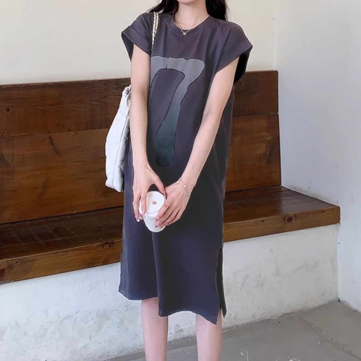 MINA STYLE 세븐 반팔 여름 롱 티셔츠 여성 원피스 18,900원