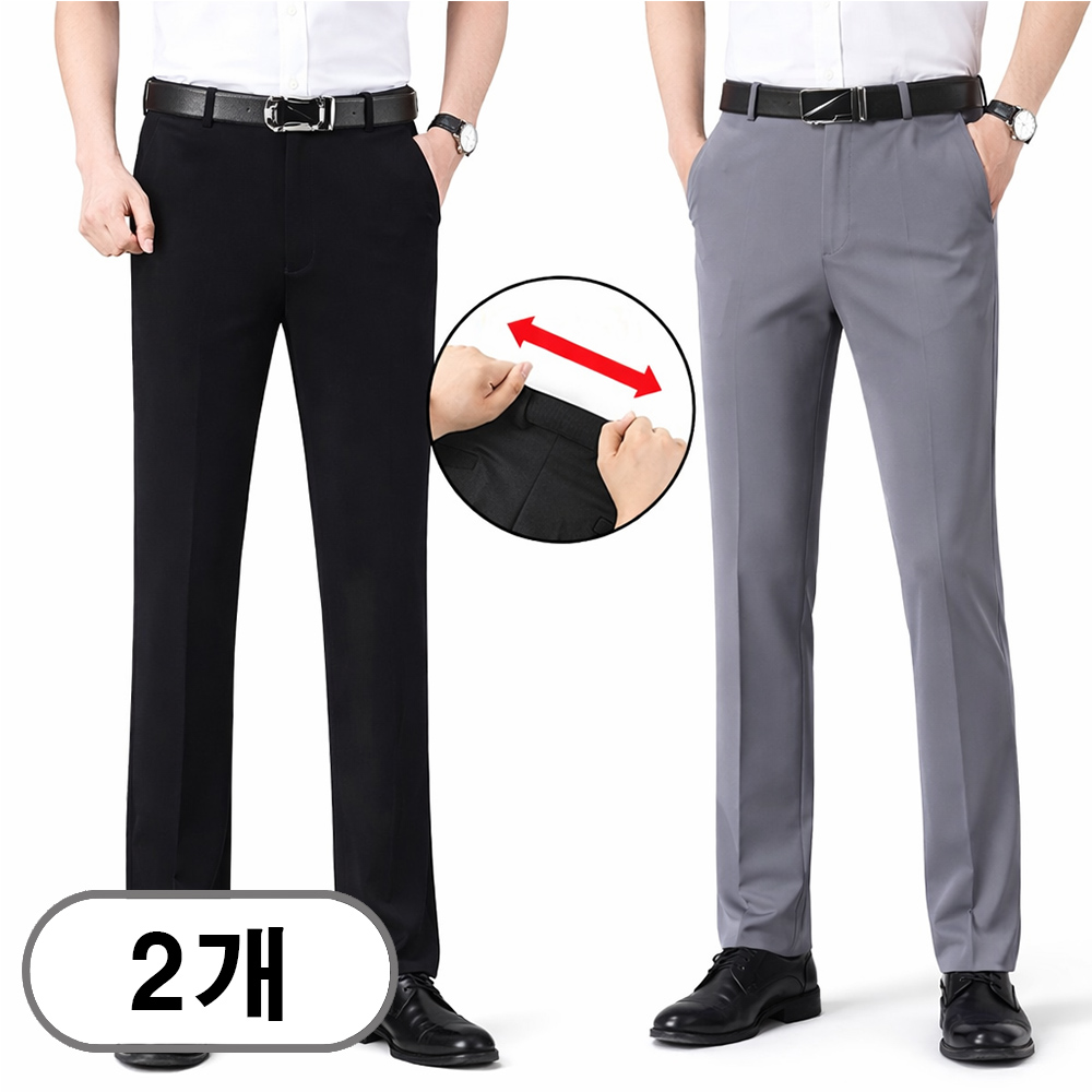 차쿠 1+1 남성 정장 바지 스판 고탄력 슬랙스 허리밴딩 오피스바지 비즈니스 바지 중년 빅사이즈 여름 봄 가을 34,800원