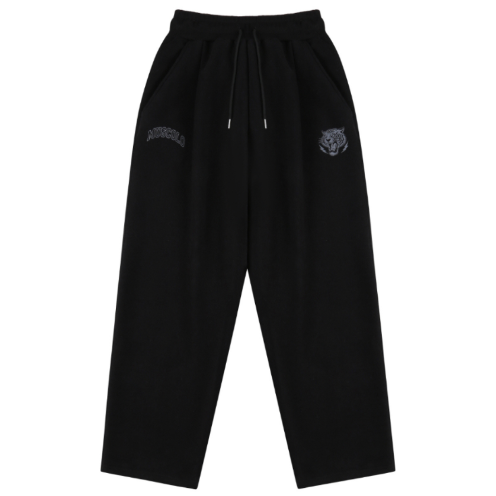 [SET] 타이거 그래픽 빈티지 워싱 와이드 팬츠 - 블랙 65,000원