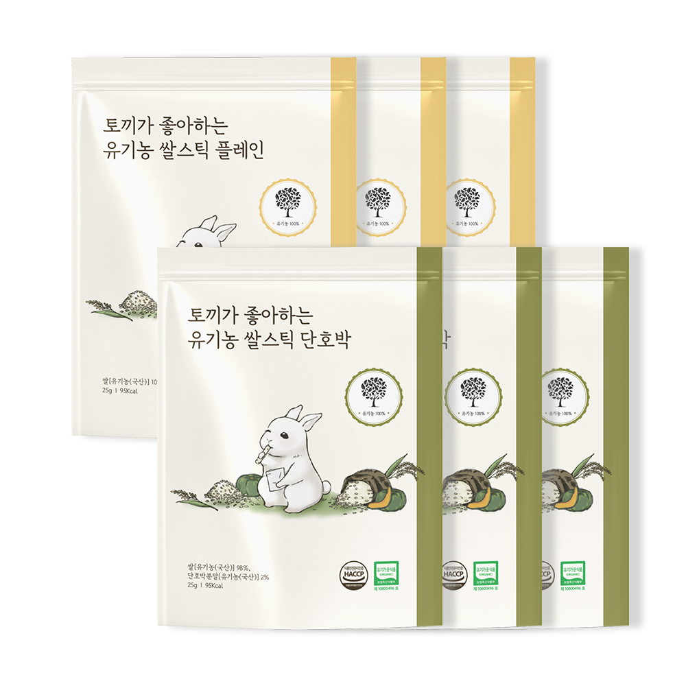 [앨리스] 토끼가 좋아하는 유기농 쌀스틱, 6개, 25g, 단호박 3개, 플레인 3개 9,900원