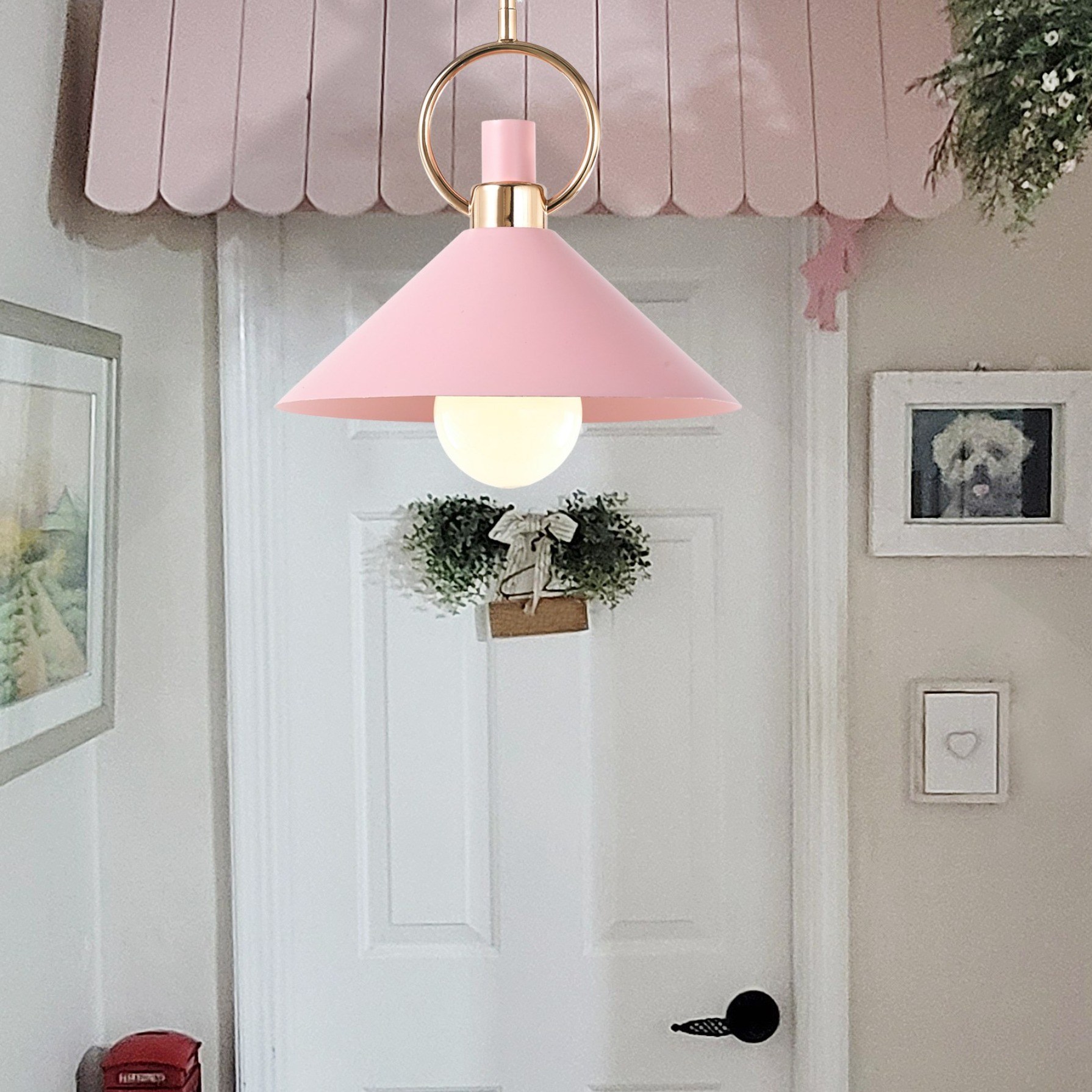 엘루나 1등 펜던트조명 주방등 식탁조명, 핑크 52,000원