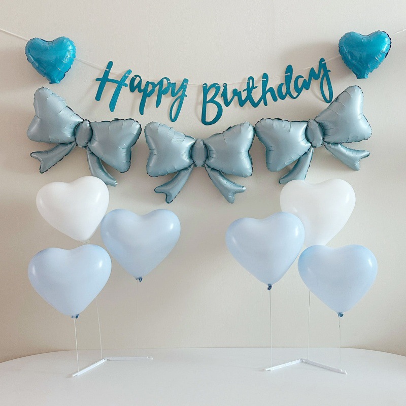 생일파티 리본 하트 풍선 가랜드 풀세트, 1세트, 블루 13,900원