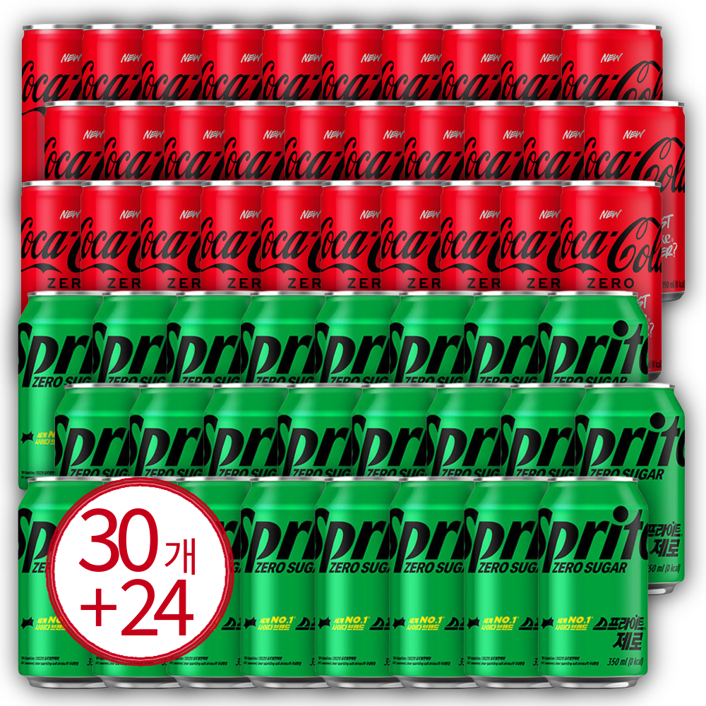 코카콜라 제로 190ml 30캔 + 스프라이트 제로 350ml 24캔 49,200원