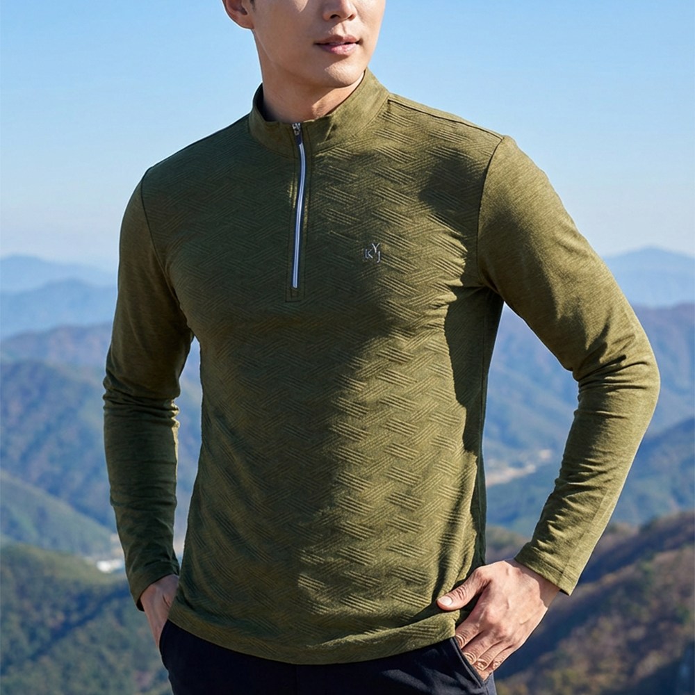 김영주골프 남성 간절기 긴팔 집업 아트 소로나 집업 티셔츠 반목 아웃도어 스판 1124 19,870원