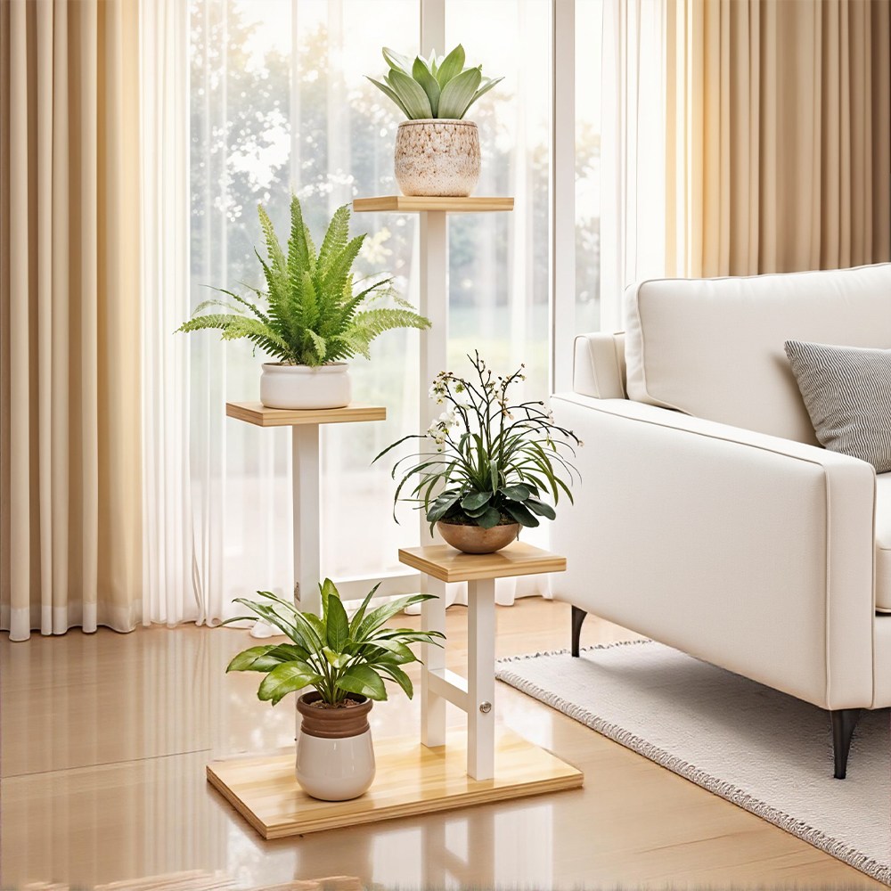 CKLIVING 화분정리대 인테리어 다용도 선반 받침대, 화이트윌넛, 4단 17,700원