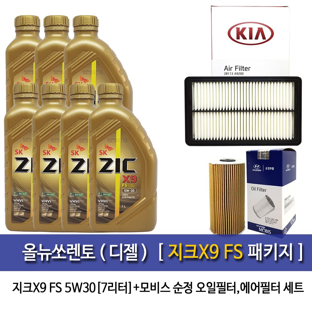 지크X9 올뉴쏘렌토(디젤)지크 X9 FS(7L) 엔진오일 2F100-A9200 111,100원