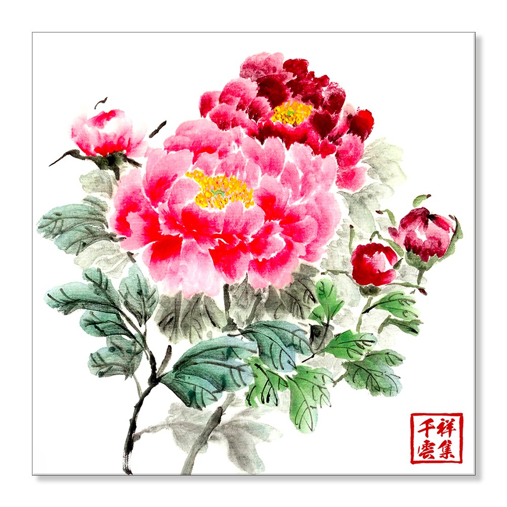 한국화 집들이 선물 목단 모란 재복 그림 캔버스 액자 13,900원