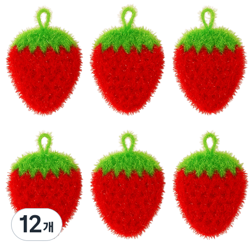 생활클릭 거품 잘 나는 아크릴 수세미 5+1 업소용 도톰한 주방수세미 손뜨게수세미 딸기수세미 핸드메이드 친환경수세미, 12개, 1세트 14,800원