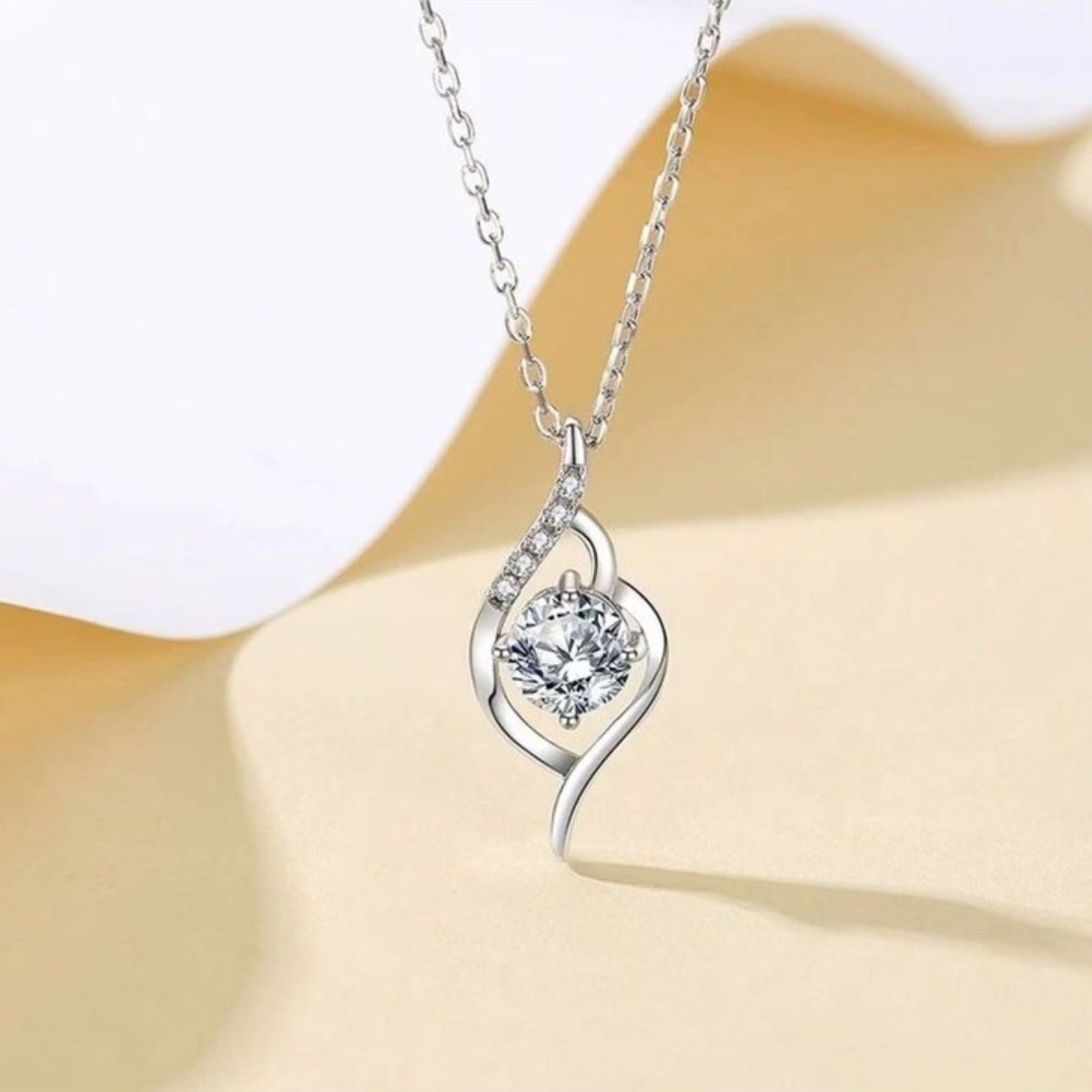 S925 순은 웨이브 라인 모이사나이트 목걸이 1캐럿 반짝임, 14K/18K 도금, GRA 인증 데일리 주얼리 선물 139,900원