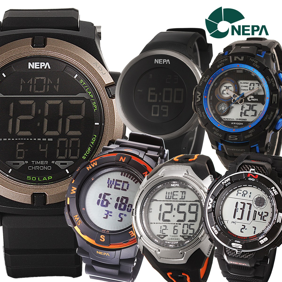 [네파] 스포츠 방수 전자 런닝 마라톤 조깅 아웃도어 군인시계 39,800원