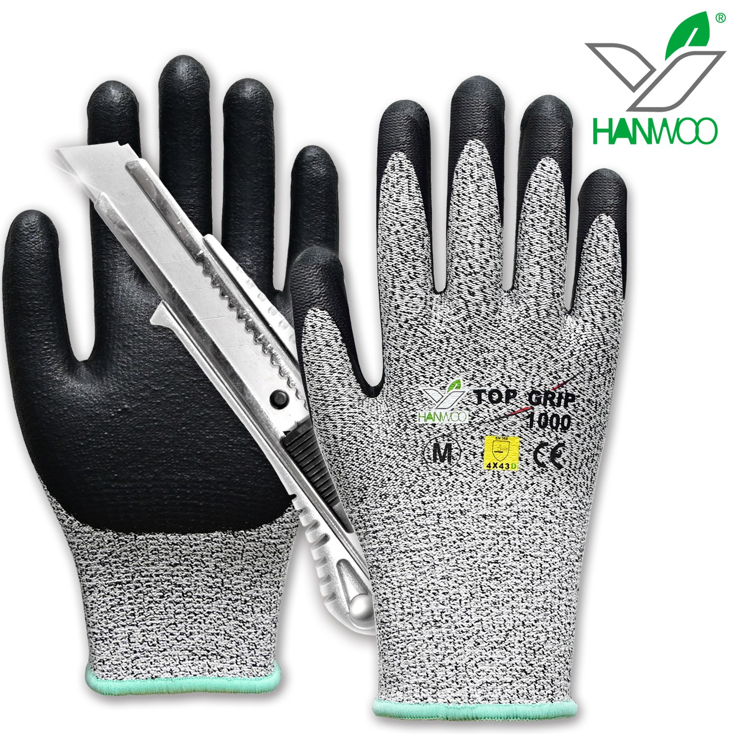 한우 탑그립 1000 CUT4 절단방지 NBR 코팅 안전장갑, 단일 색상, 5개 26,000원