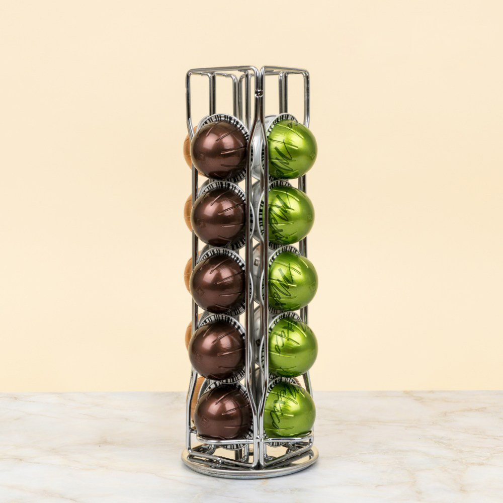 THE100% 네스프레소 버츄오 캡슐 보관함 십자형 회전 타워 실버 20구 호환용 14,770원