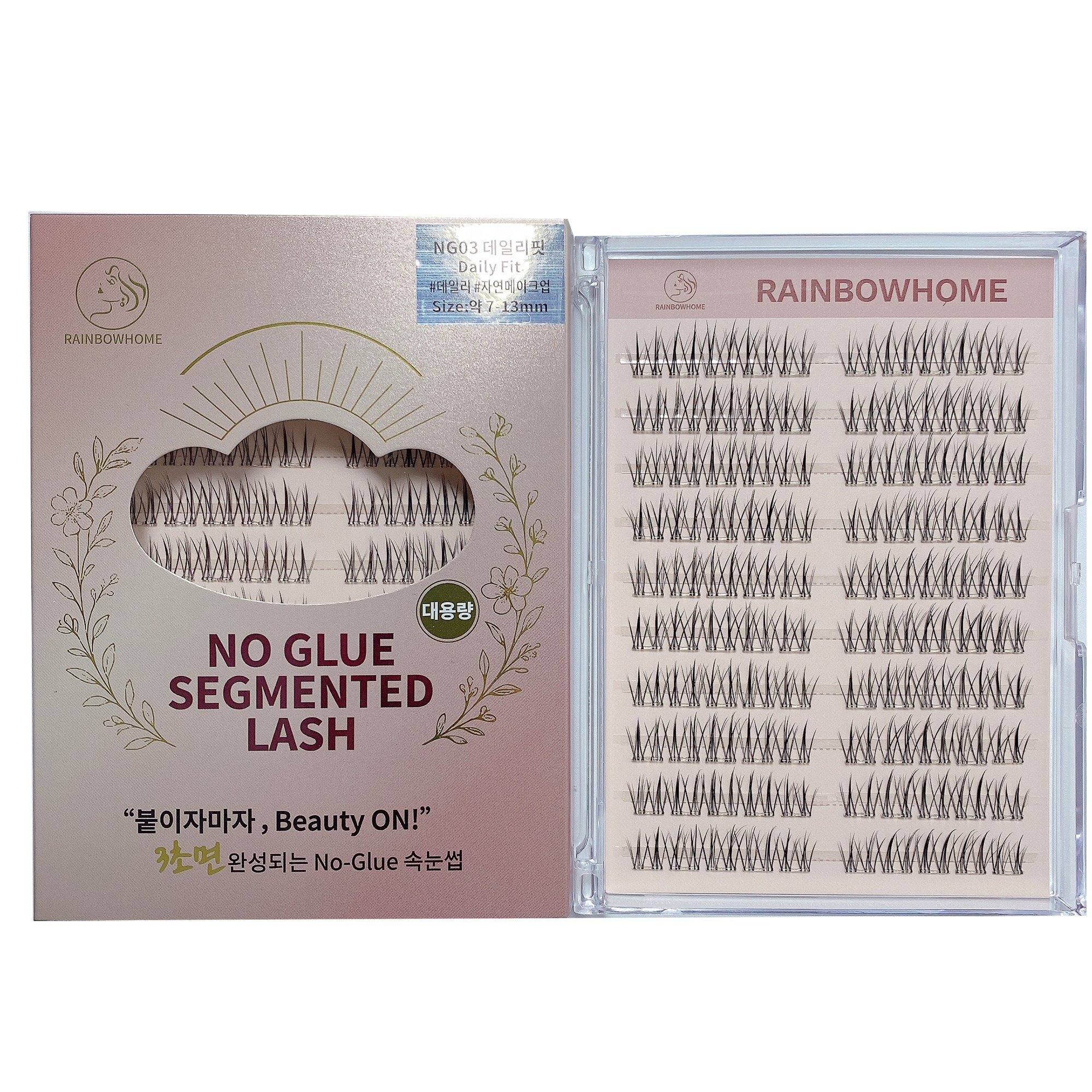 무지개홈 대용량100pcs 프리미엄 노글루속눈썹NG03 가닥 셀프 속눈썹연장 인조속눈썹 아이래쉬, 1개, NG03 데일리핏 14,500원