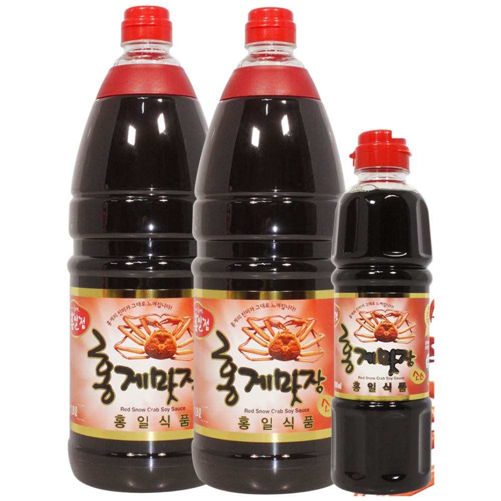 홍게간장 홍게맛장 레드 1.8L 2개 + 500ml 간장 + 두겹 행주 홍일식품 홍게 맛간장 천연 조미료, 1.8L, 1개 29,400원