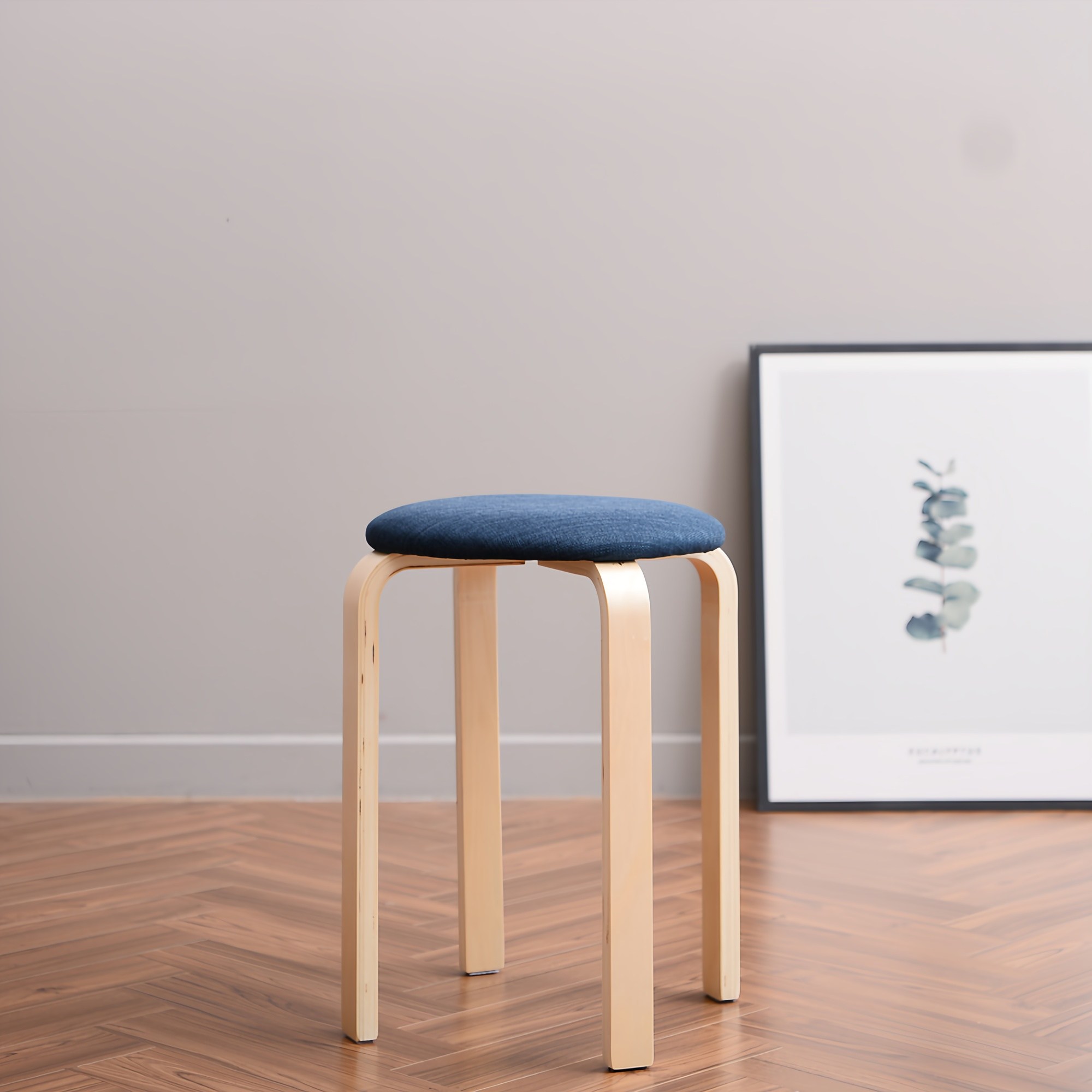 아이코닉하우스 플레인 원목 패브릭 스툴, 네이비, 1개 15,150원