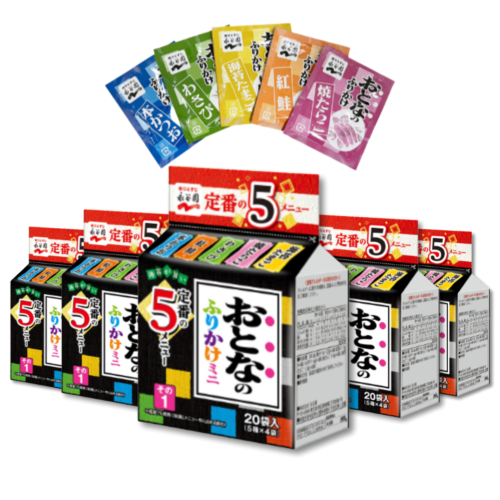 나가타니엔 오토나노 후리가케 미니 (5가지맛 총 20봉) 뿌려먹는 즉석 간펵식+kf94 마스크 2장 사은품 증정 세트, 29g, 5세트 28,000원